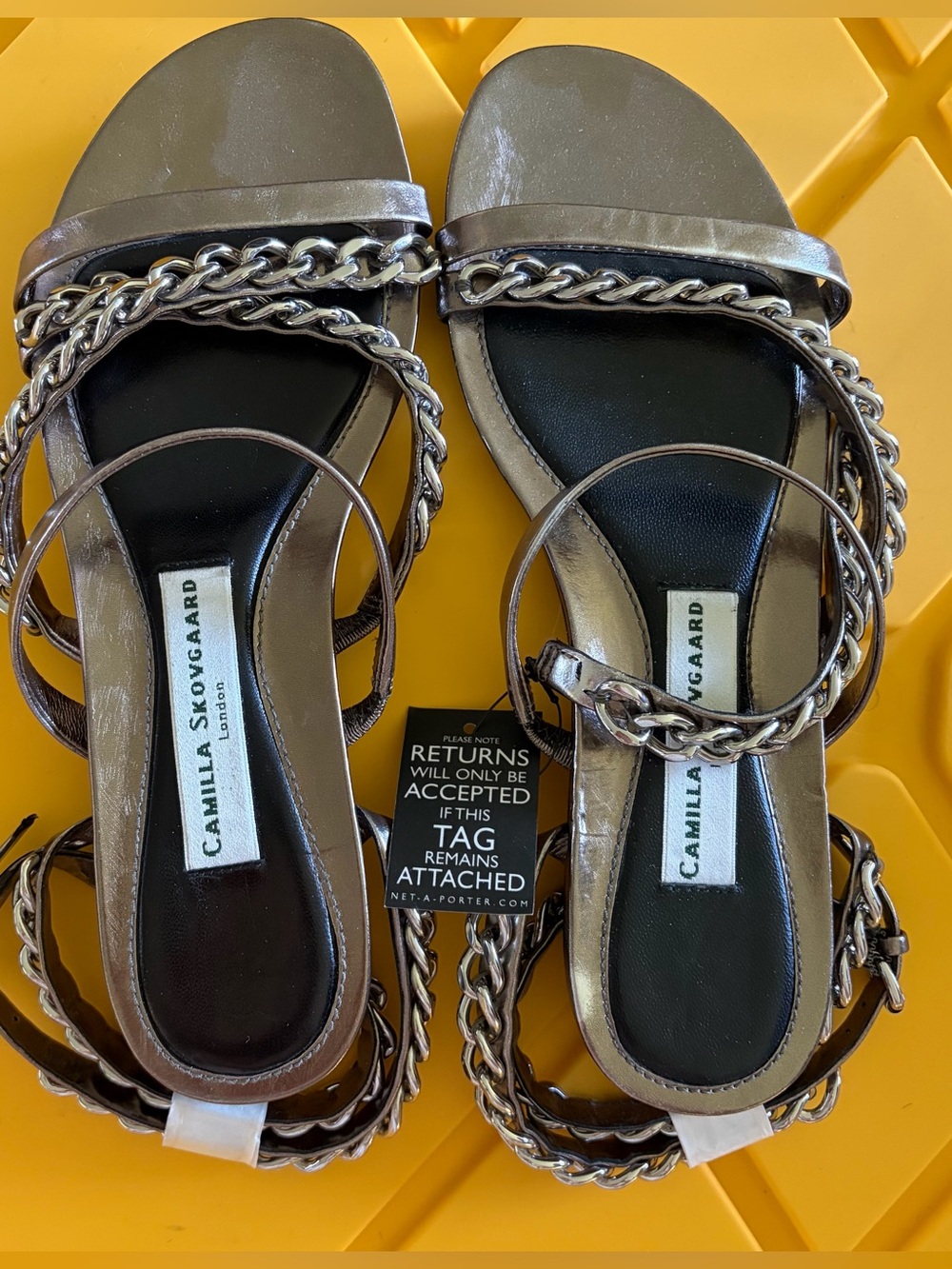 NEW Camilla Skovgaard Silver Chain-Strap Women’s Sandals